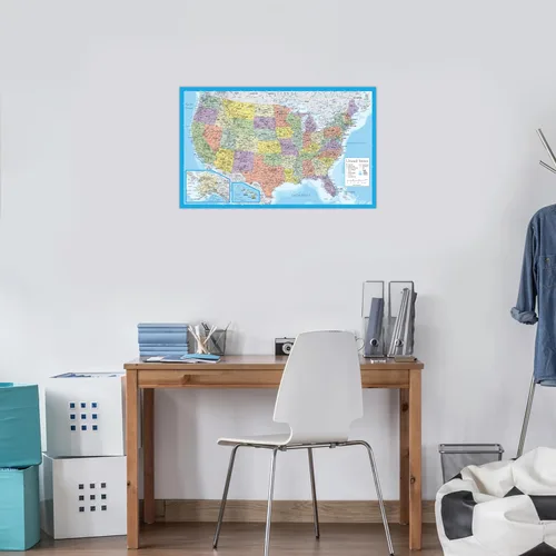 Miniatura 30 de Póster en blanco con diseño de mapa de Estados Unidos laminado, 18 x 29 pulgadas (solo para uso con marcadores de borrado húmedo)
