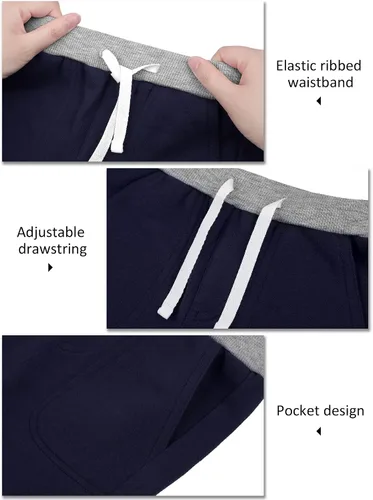Miniatura 3 de Resinta Paquete de 4 pantalones cortos de punto para bebés y niños pequeños, pantalones cortos deportivos con bolsillo