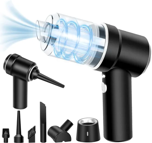Miniatura 2 de Mini aspiradora de mano de 8 Kpa, aspiradora inalámbrica de alta potencia de 120 W, aspiradora de teclado 2 en 1 y plumero de aire con luz LED