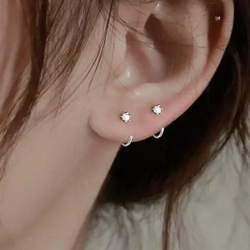 Miniatura 2 de Aretes de plata de ley para mujeres y niñas, hipoalergénicos para cartílago