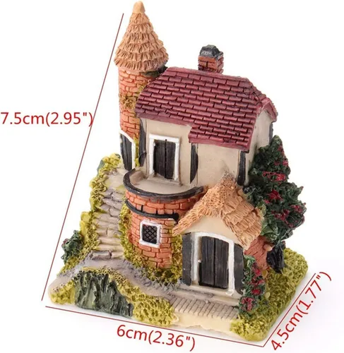 Miniatura 7 de 4 piezas de casa en miniatura de hadas, jardinería, micro paisaje, pueblo, piedra, bonsái, terrario, manualidades, adornos, accesorios, decoración