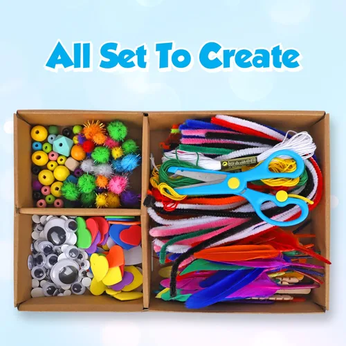 Miniatura 2 de Darice Kit de artes y manualidades – Más de 500 piezas de suministros y materiales de manualidades para niños, caja de suministros de arte