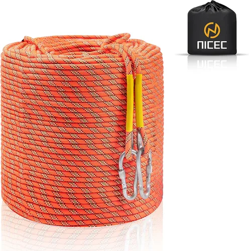 Nice C Cuerda de escalada, cuerda de rescate, cuerda de construcción, cuerda de escalada en roca, estática de 10 mm, 32 pies/64 pies/96 pies/160