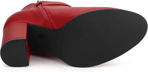 Miniatura 6 de Allegra K Botines de tacón grueso con hebilla circular y punta redonda para mujer
