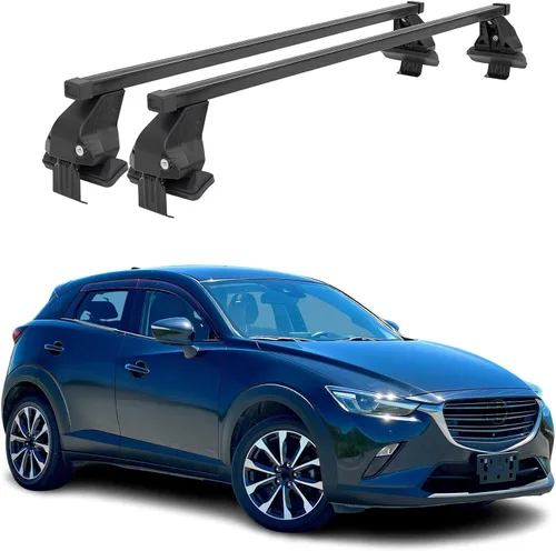 Miniatura 12 de OMAC Portaequipajes de techo liso para Mazda CX-3 2016-2021, color gris, 2 piezas antirrobo para viajes, kayak, canoa, surf, esquí, snowboard
