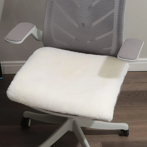 Miniatura 9 de LLB Fundas de Piel de Oveja para Silla Cojines de Silla de Oficina Almohadillas de Silla de Comedor Cojín de Asiento de Silla de Escritorio