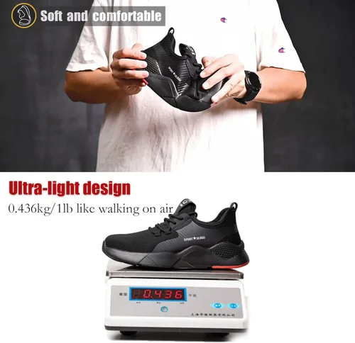 Miniatura 4 de ulogu Zapatos de punta de acero para hombres y mujeres, impermeables, ligeros, a prueba de pinchazos, seguridad en el trabajo, tenis industriales
