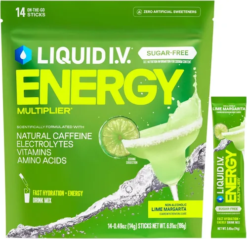 Miniatura 8 de Liquid I.V.® Multiplicador de hidratación sin azúcar, sin energía, fresa y kiwi, mezcla de bebida en polvo con electrolitos, 1 paquete (14 porciones)
