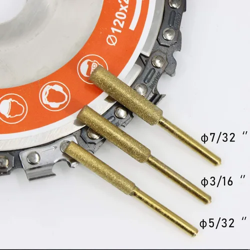 Miniatura 5 de Afilador de motosierra de diamante, vástago de 1/8 de pulgada, piedras de afilado de repuesto eléctricas de 7/32 pulgadas, adecuadas para motosierra