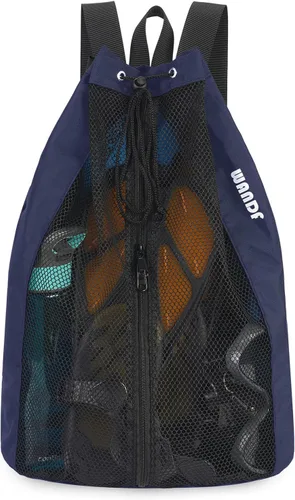 Miniatura 14 de WANDF Bolsa de Natación Mochila de Malla con Cordón Mochila de Playa para Natación, Gimnasio y Equipo de Entrenamiento Verde Fluorescente
