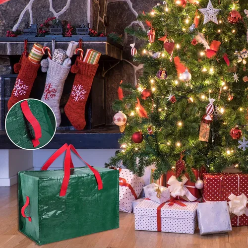 Miniatura 7 de Shappy 6 bolsas de almacenamiento de Navidad resistentes extra grandes para decoración de Navidad, bolsas de almacenamiento