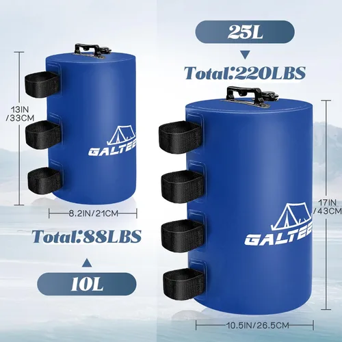 Miniatura 2 de Bolsa de pesas de agua para toldo, 176 libras, juego de 8 pesos para patas de toldo para toldos, toldos, tienda de campaña, cenador, azul, 10 l/PC