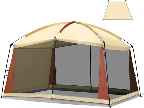 Miniatura 7 de Campros CP - Tienda de campaña con panel lateral contra viento y sol, carpa con paredes de red, estructura tipo gazebo para patio y actividades al
