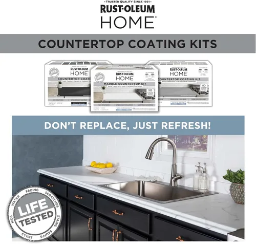 Miniatura 7 de Rust-Oleum 369548 - Kit de revestimiento para encimera de mármol para el hogar, 72 onzas líquidas, negro