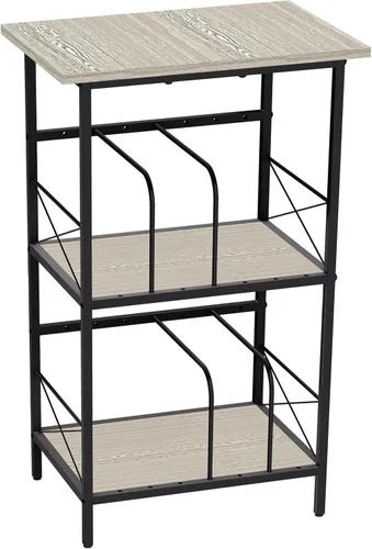 Miniatura 10 de Soporte para tocadiscos con 4 divisores ajustables, almacenamiento de discos de vinilo con capacidad para 200 LPs, mesa auxiliar de 3 capas, mesa