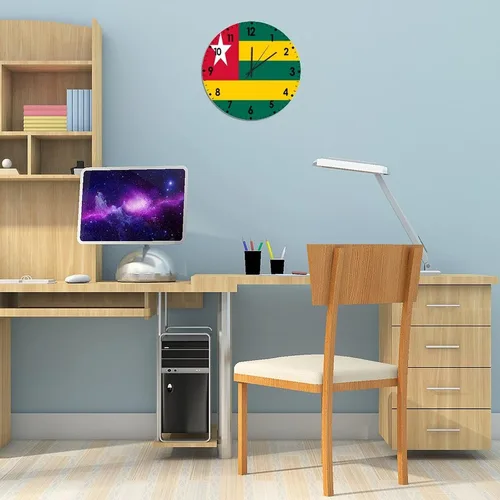 Miniatura 575 de Cheyan Reloj de pared con bandera de Canadá de 12 pulgadas, silencioso, sin tictac, de PVC, funciona con pilas, reloj redondo decorativo, regalo