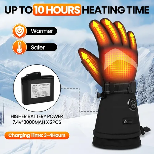 Miniatura 10 de MADETEC Guantes térmicos para hombres y mujeres, 7.4 V 22.2 Wh, batería recargable, guantes térmicos eléctricos, para pantalla táctil completa