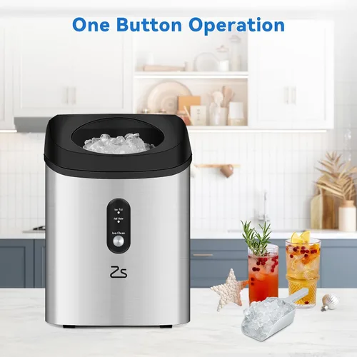 Miniatura 3 de Litake Máquina de hielo de pepita, fabricación rápida de hielo en 6-8 minutos, 33 libras/24 horas, capacidad de cesta de hielo de 1.1 libras, nivel