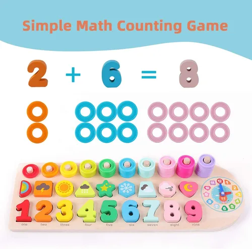 Miniatura 3 de QZMTOY Juguetes Montessori de aprendizaje educativo preescolar para niños, rompecabezas para niños pequeños, clasificador de formas de números, Arco
