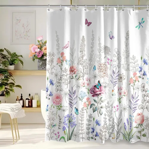 Miniatura 24 de Cortina de Ducha Feliz Navidad 72x72 Pulgadas Cortinas de Ducha de Reno Navideño para Baño con Ganchos Decoración Navideña de Baño Hogar Vacaciones
