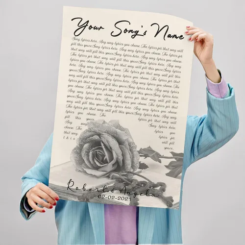 Miniatura 6 de H-DEWALL póster personalizable con letra de tu canción favorita y foto, lienzo inspirador con marco, arte de pared, regalo romántico para mujer