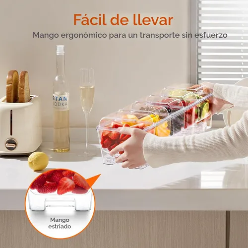 Miniatura 7 de Lifewit Organizador de condimentos enfriado con hielo con 5 recipientes de 20 oz (2.5 tazas), servidor de condimentos para fiesta con tapas