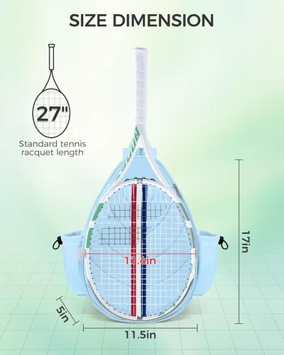 Miniatura 2 de Bolsa de tenis, mochila de tenis resistente al agua para mujeres y hombres, diseño de bandolera acolchada para tenis, pickleball, raquetas de Azul