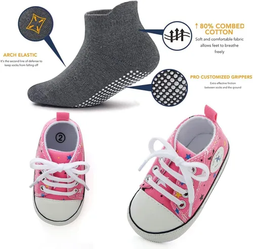 Miniatura 4 de Zapatos de lona suave unisex para bebés, niños y niñas, tenis antideslizantes ligeros para bebés recién nacidos