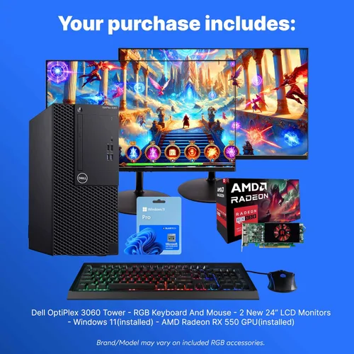 Miniatura 2 de Dell OptiPlex 3060 Tower PC Intel Core i5-8500 32 GB RAM NVME M.2 de 250 GB + SSD de 1 TB Nvidia RX 550 4GB Windows 11 Pro AX200 WiFi 6