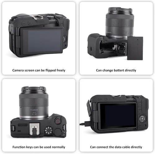 Miniatura 4 de MUZIRI KINOKOO Funda para cámara Canon EOS R50 V - Goma suave EOS R50 V/EOS R50V Funda protectora con diseño de agarre de mano - Funda antiarañazos