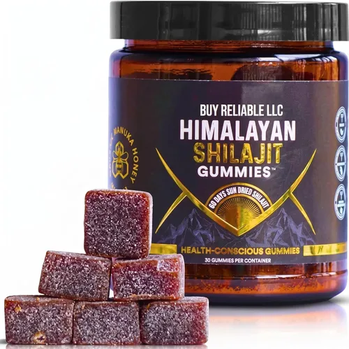 Gomitas orgánicas Shilajit | Sin azúcar de caña, endulzadas con miel orgánica | Ácido fúlvico natural y húmico | Veganas, probadas en laboratorio |