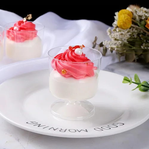 Miniatura 6 de Paquete de 100 tazas de postre de plástico transparente con cucharas, tazas de mousse de 2 onzas, tazas de parfait transparentes, tazas de postre