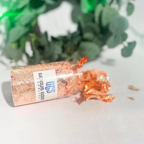 Miniatura 6 de Escamas de hoja de rosa de 0.35 oz, para uñas, escamas, papel dorado, hojas doradas para manualidades, hojuelas de lámina dorada, hoja dorada