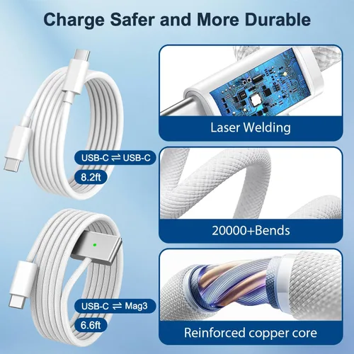 Miniatura 3 de Cargador de 140 W para MacBook Pro 14 16 pulgadas MacBook Air 13 de 15 pulgadas 2026-2021 M5 M4 M3 M2 M1, adaptador de corriente GaN de 140 W, cable