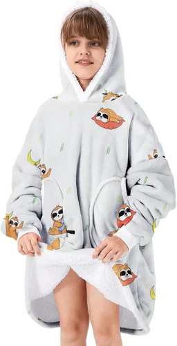 Miniatura 27 de Zando Manta con Capucha Ponible Manta para Niños y Adultos Manta Cómoda con Capucha Sudadera de Gran Tamaño Sherpa Forro Polar