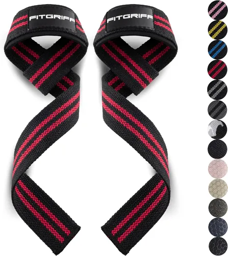 Miniatura 11 de Fitgriff® Correas de muñeca para levantamiento de pesas, gimnasio, peso muerto, entrenamiento (hechas de algodón premium y acolchadas) - Hombres