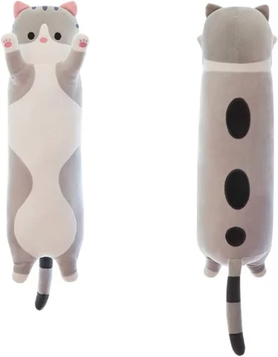 Miniatura 18 de shangman Bonita muñeca de gato de peluche, bonita almohada de peluche suave de caricaturas, almohada larga para dormir, regalo del día de San Negro
