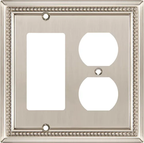 Miniatura 70 de Henne Bery Sunken Pearls - Placa de pared decorativa resistente para interruptor, cubierta para tomacorrientes (doble dúplex, níquel satinado)
