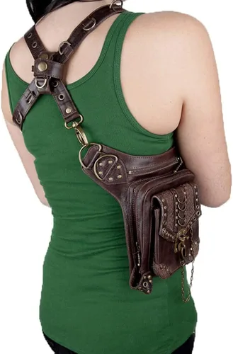 Miniatura 5 de UIYTR Steampunk - Bolsa de motocicleta retro para mujer estilo retro estilo gótico para mujer color marrón