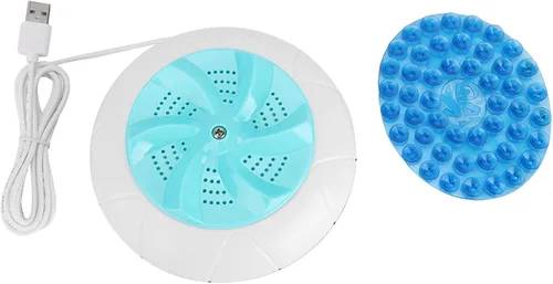 Miniatura 3 de Lavadora de turbina portátil, alimentada por USB, adecuada para viajes y lavandería de niños, evita el enrollamiento, fácil de transportar (verde)