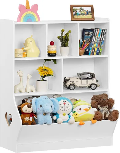 Miniatura 18 de Lerliuo Estantería y organizador de almacenamiento para bebés y niños pequeños, gabinete y librero para niños, estante de madera con 3 Azul