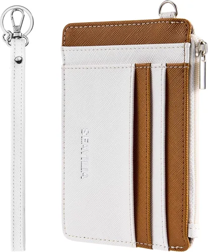 Miniatura 9 de SEAVILIA Billetera pequeña para mujer, delgada, llavero, carteras RFID para tarjetas de crédito con bolsillo con cremallera, ventana