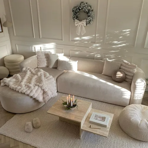 Miniatura 3 de Acanva Sofá de terciopelo moderno de lujo con respaldo curvado ajustado, estilo minimalista, sofá cómodo para sala de estar, apartamento, seccional