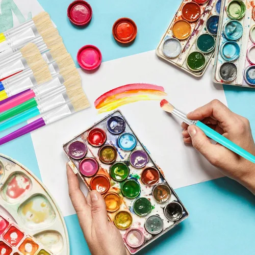 Miniatura 6 de Pinceles de pintura para niños, 16 piezas de pinceles de pintura gordita para niños, juego a granel para manualidades, preescolar lavables para 16