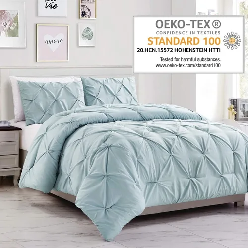 Miniatura 2 de WPM WORLD PRODUCTS MART JN1 - Juego de edredón de microfibra de 2 piezas, tamaño individual, plisado, ropa de cama alternativa, para todas las Azul