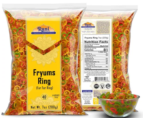 Miniatura 2 de Rani Far Far / Fryums (pellet de trigo y tapioca) Forma de anillo de 7 onzas (7.05 oz) ~ Vegano, Kosher, sin cocinar, utilizado para hacer papad