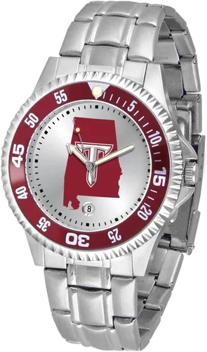 Miniatura 9 de SunTime Reloj de cuarzo de 1.575 in para hombre, correa de acero inoxidable de 0.787 in, esfera Gameday Tulane ola verde