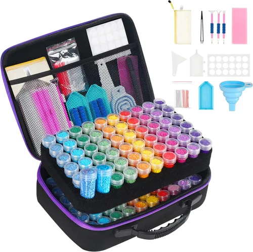 Miniatura 13 de Douorgan Contenedores de Almacenamiento de Pintura de Diamante Accesorios y Herramientas Organizador Portátil de Pintura de Diamante Estuche