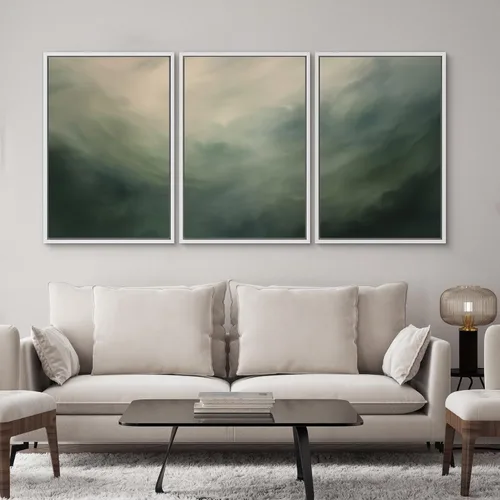 Miniatura 438 de SIGNWIN Lienzo enmarcado para pared, arte con pinceladas de flujo neutro en tonos beige abstractos, ilustraciones, arte moderno, decorativo
