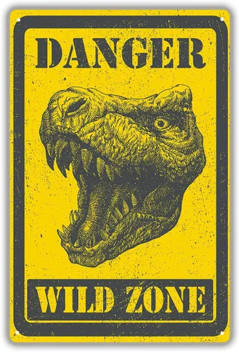 Miniatura 4 de Divertido letrero de hojalata con diseño de gallo con texto en inglés "Beware Chicken Shit Everywhere" - Panel de pared para interiores